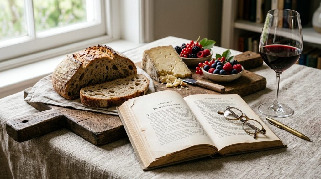 Close-up still life photography of a open book resting again